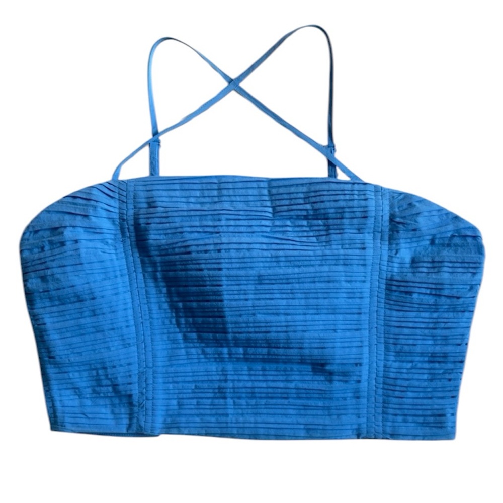 Madewell Blue Pleated Wendy Crop Top NWT